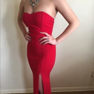 Red Strapless Dress - Long Gown
